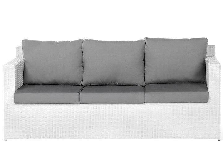 Roma Garden Lounge Set with Table and Ottoman 6 Seater PE Rattan White