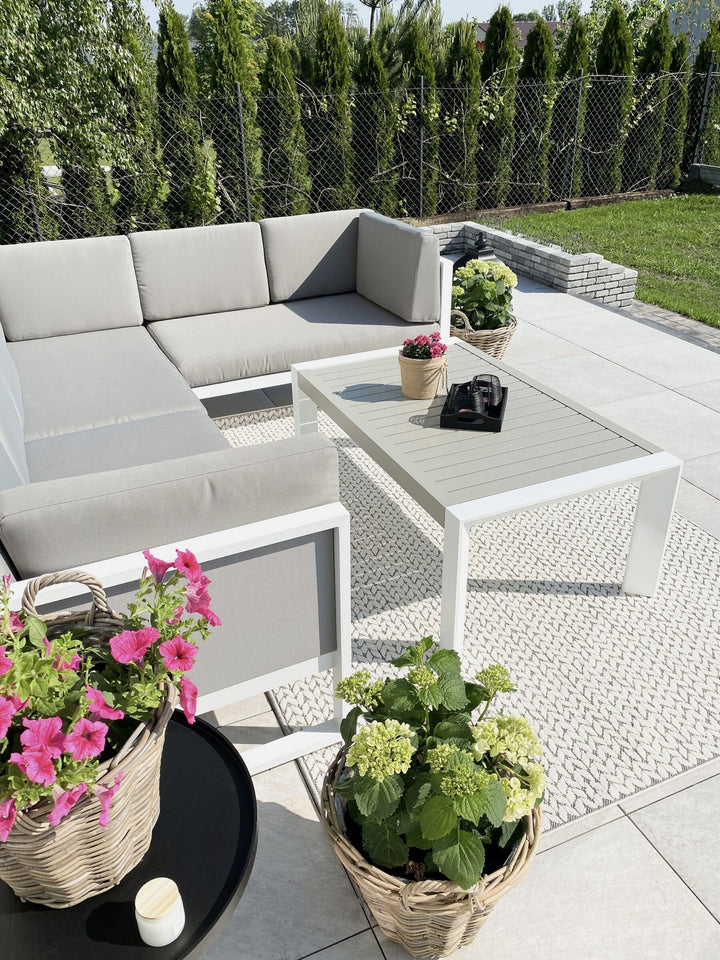 Castella Garden Corner Sofa with Table 6 Seater Left Hand Metal Grey