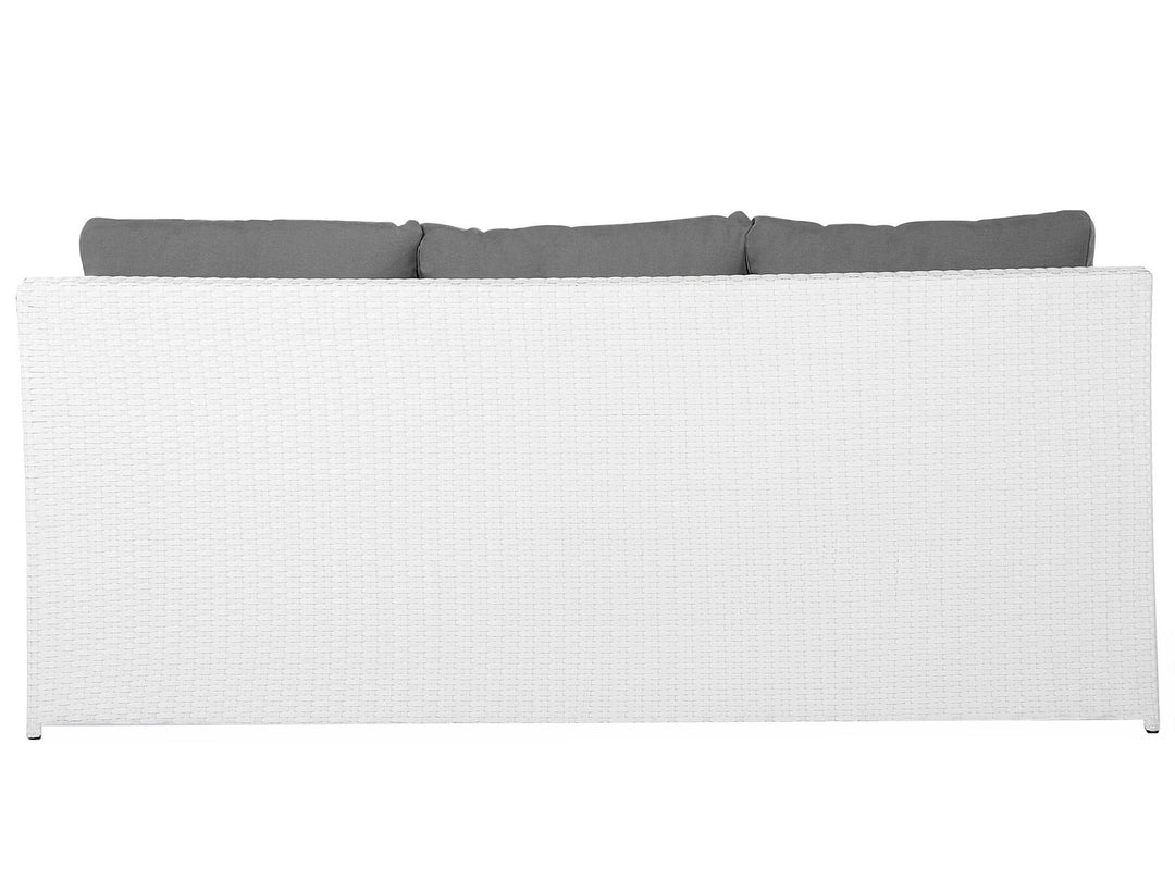 Roma Garden Lounge Set with Table and Ottoman 6 Seater PE Rattan White