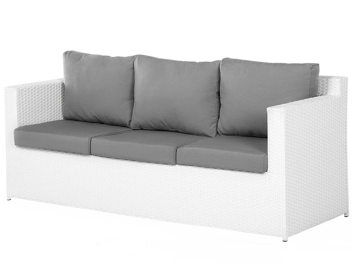 Roma Garden Lounge Set with Table and Ottoman 6 Seater PE Rattan White