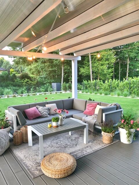 Castella Garden Corner Sofa with Table 6 Seater Left Hand Metal Grey
