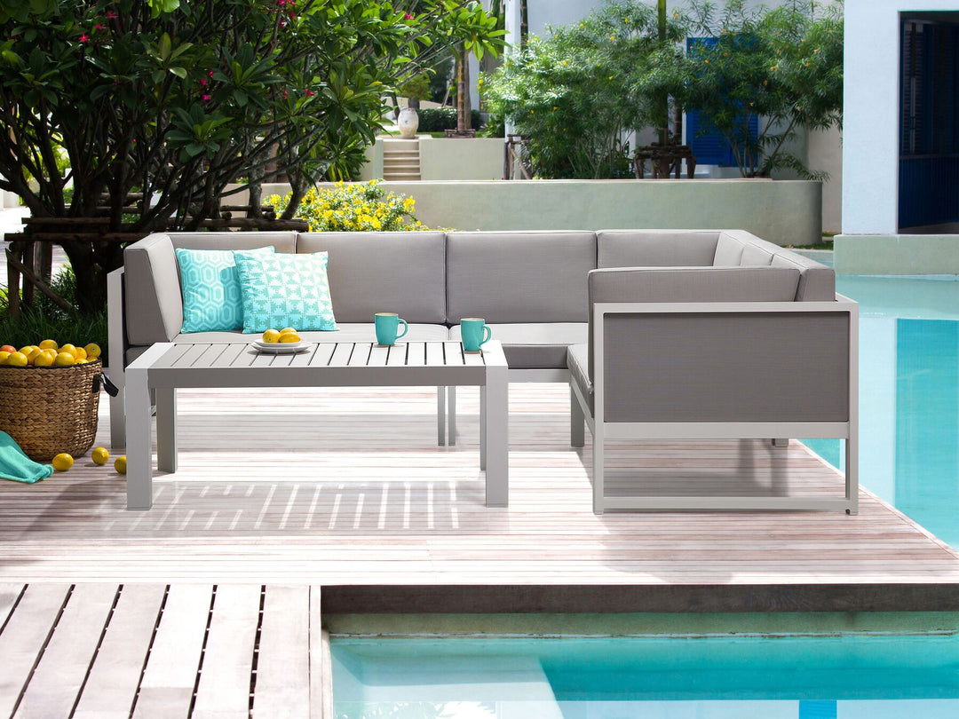 Castella Garden Corner Sofa with Table 6 Seater Left Hand Metal Grey
