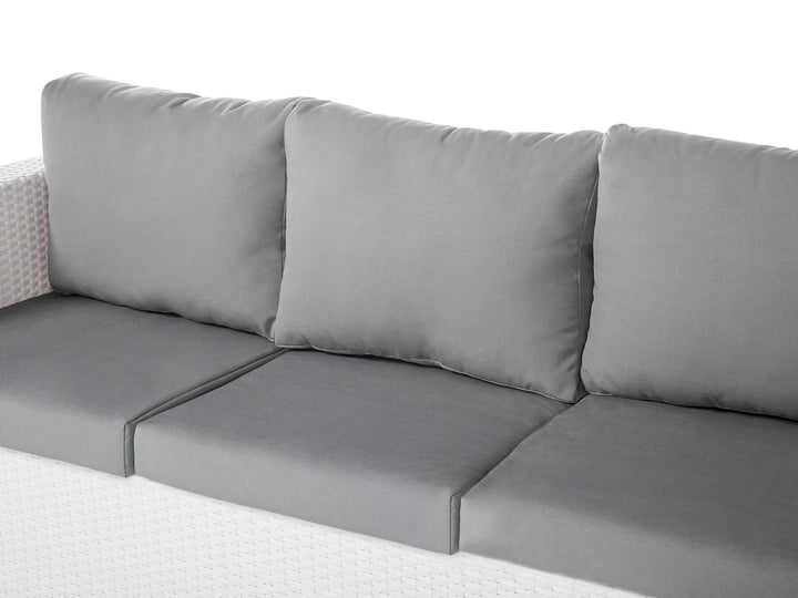 Roma Garden Lounge Set with Table and Ottoman 6 Seater PE Rattan White