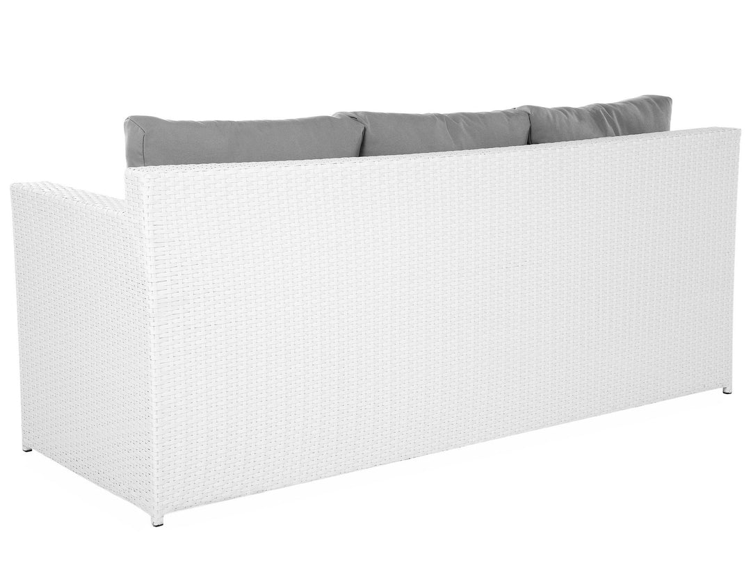 Roma Garden Lounge Set with Table and Ottoman 6 Seater PE Rattan White
