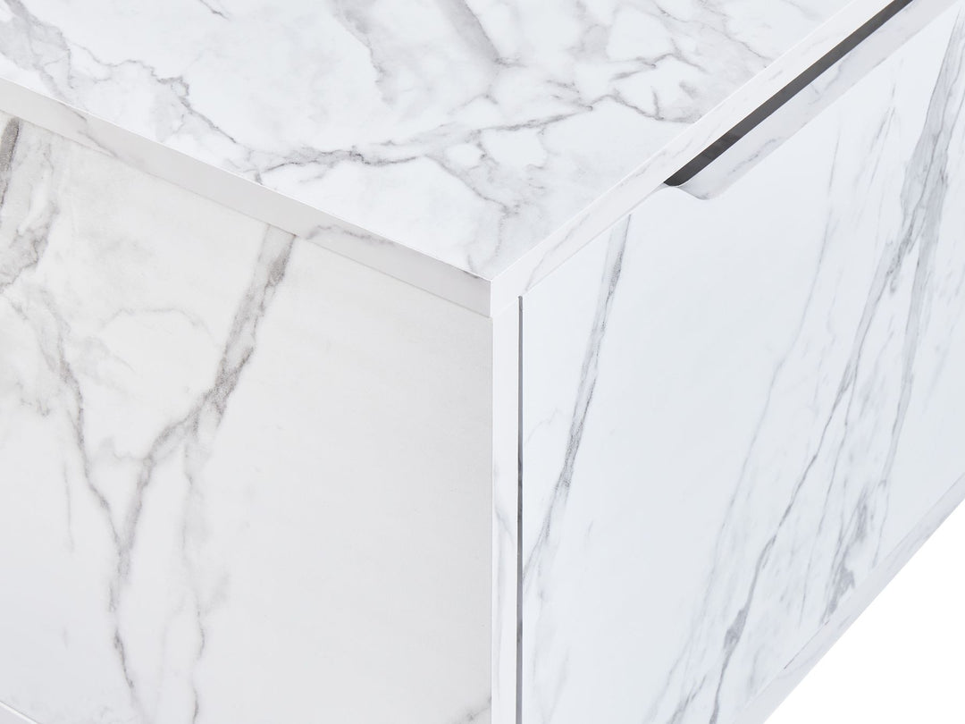 Wall Mounted Washbasin Cabinet 60 cm White Marble Petrolina