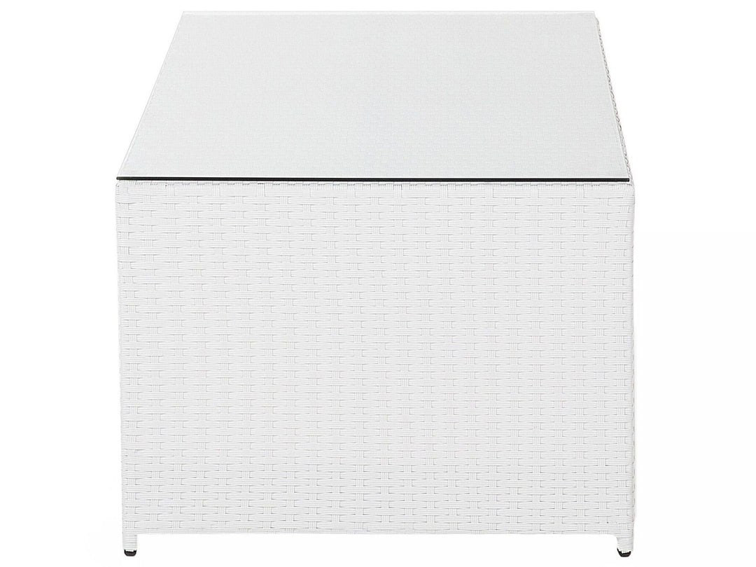 Roma Garden Lounge Set with Table and Ottoman 6 Seater PE Rattan White