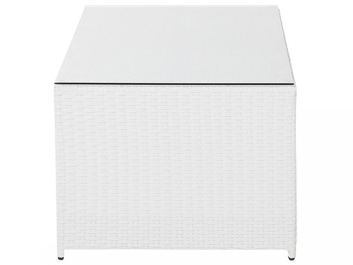 Roma Garden Lounge Set with Table and Ottoman 6 Seater PE Rattan White