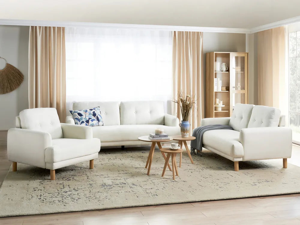 Sofa 3 Seater Fabric Off-White Carlan