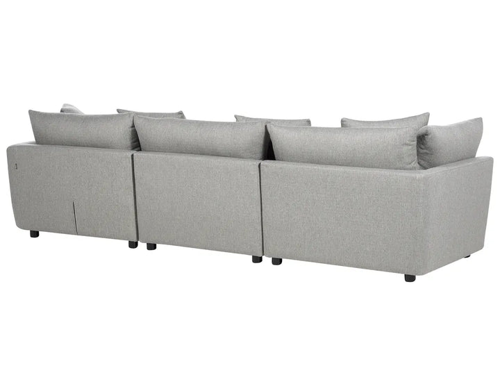 Sofa 3 Seater Fabric Light Grey with Ottoman Macalla