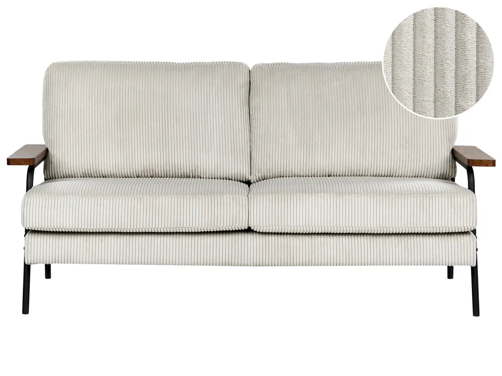 Sofa 3 Seater Corduroy Light Grey Valour