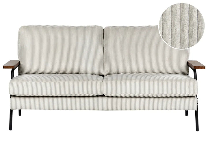 Sofa 3 Seater Corduroy Light Grey Valour