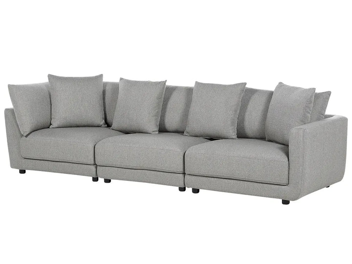 Sofa 3 Seater Fabric Light Grey with Ottoman Macalla