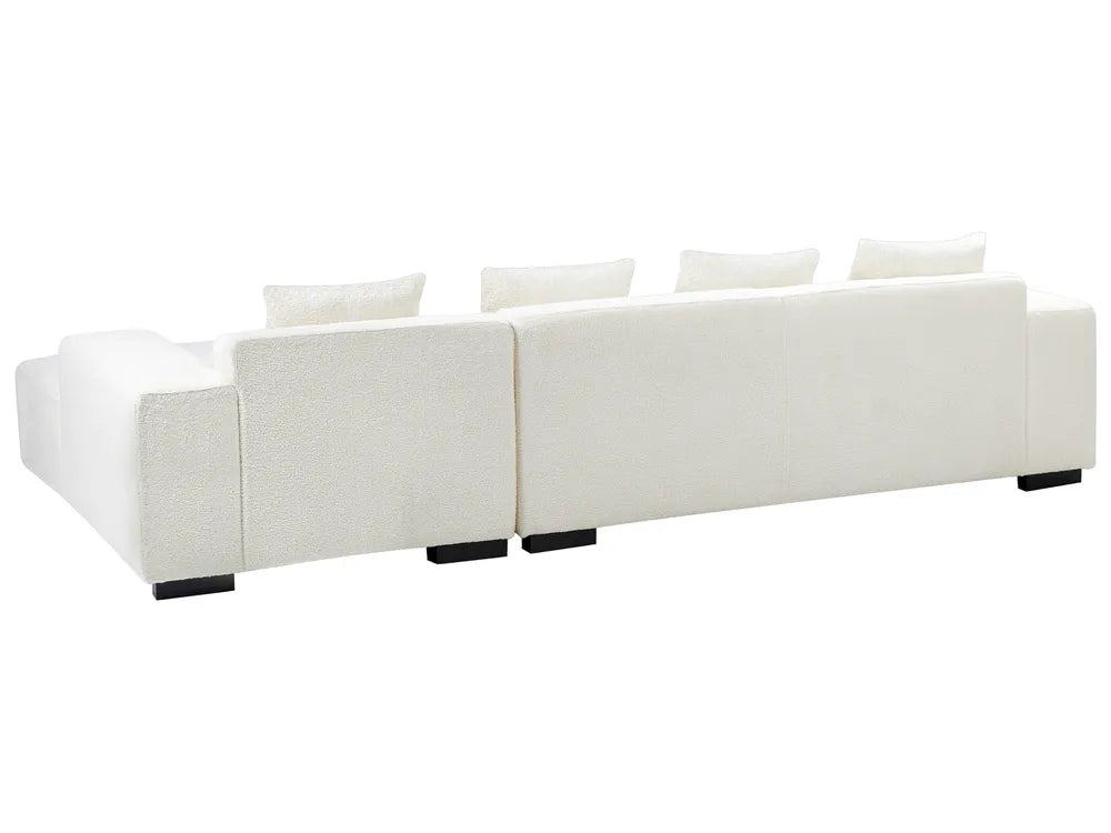 Corner Sofa 4 Seater Boucle White with Ottoman Left Hand Lecanto
