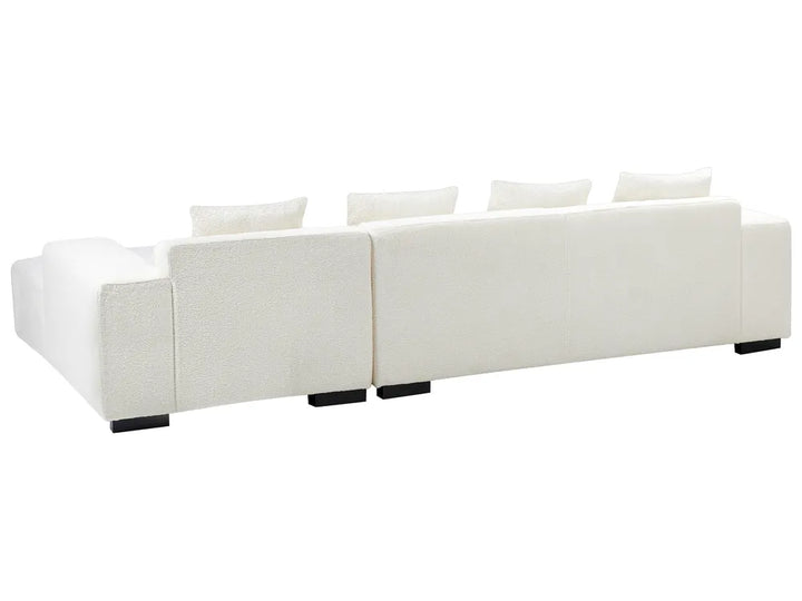 Corner Sofa 4 Seater Boucle White with Ottoman Left Hand Lecanto
