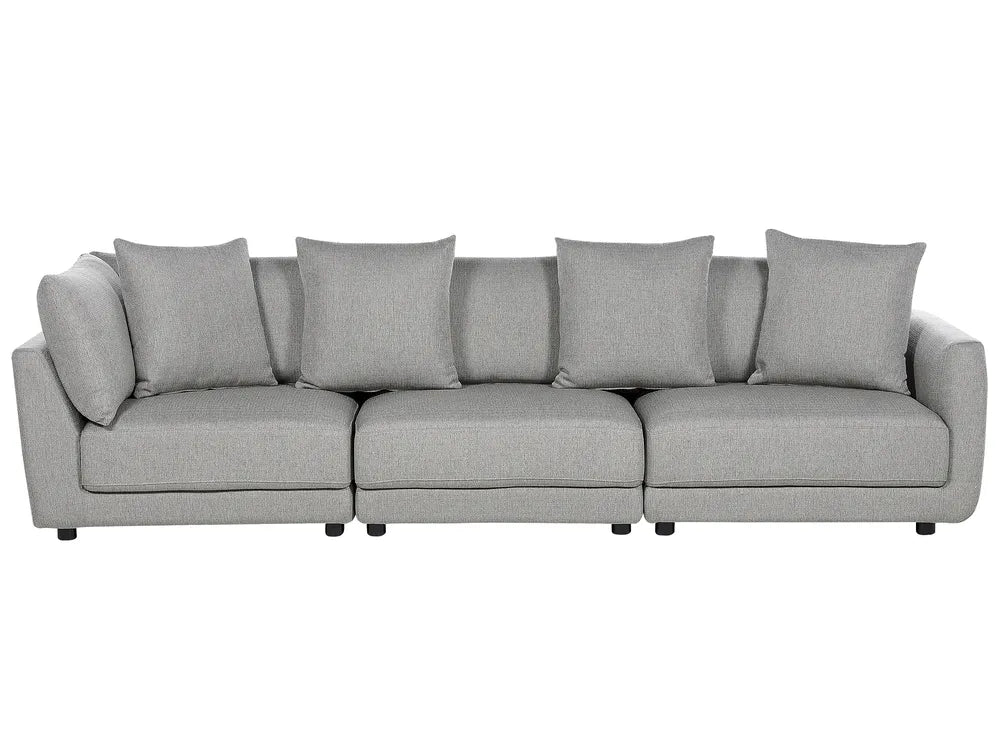Sofa 3 Seater Fabric Light Grey with Ottoman Macalla