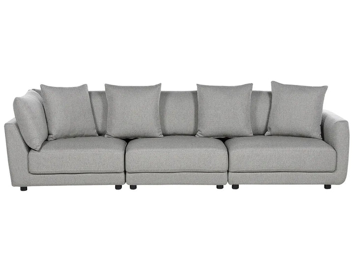 Sofa 3 Seater Fabric Light Grey with Ottoman Macalla