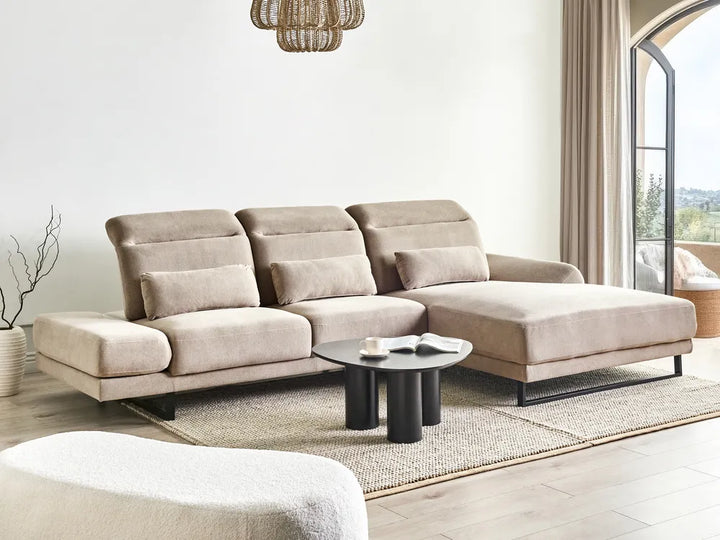 Corner Sofa 4 Seater Fabric Taupe Left Hand Ninja