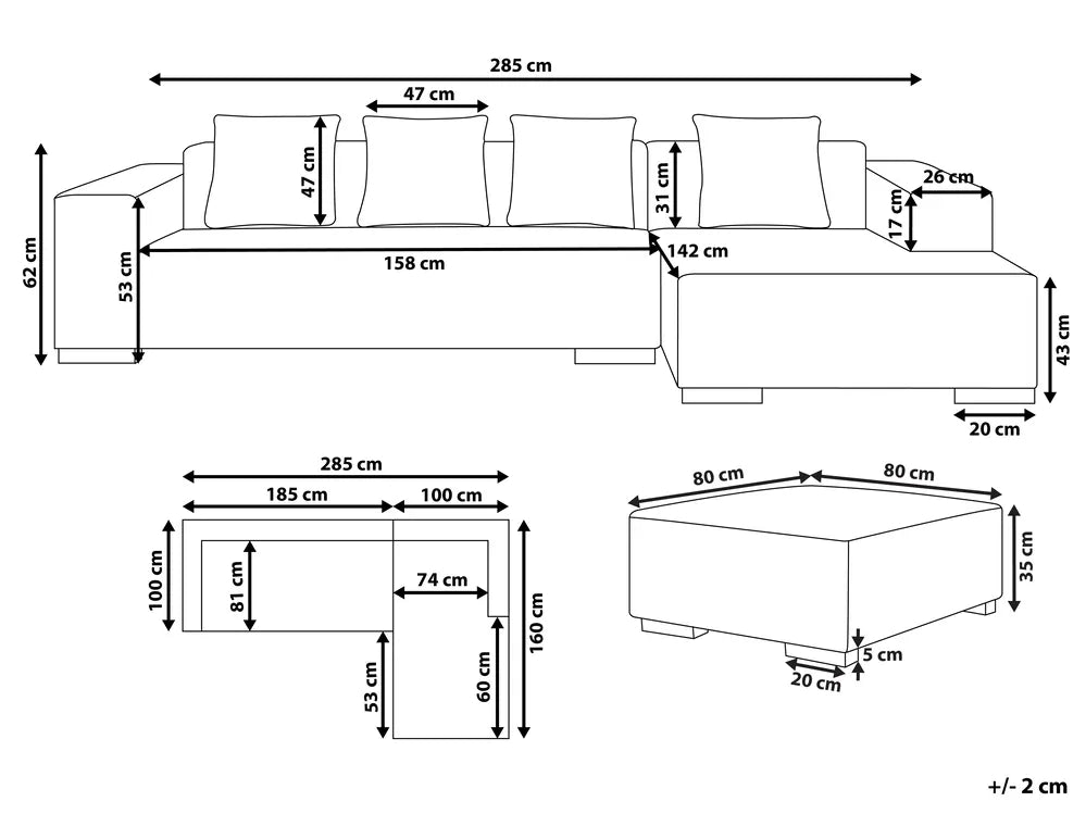 Corner Sofa 4 Seater Boucle White with Ottoman Left Hand Lecanto