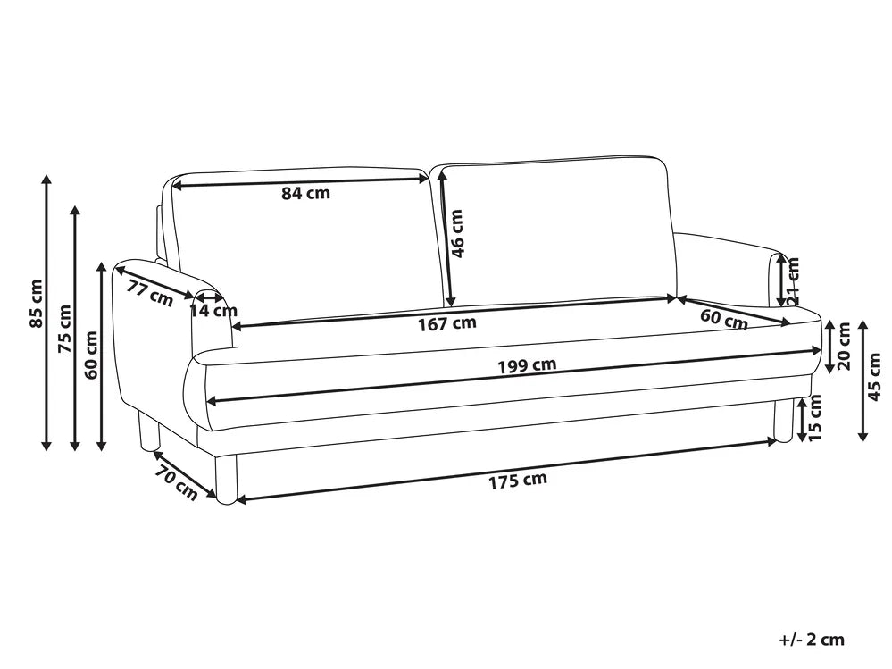 Sofa 3 Seater Fabric Off-White Carlan