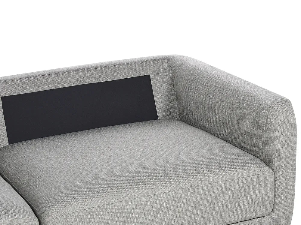 Sofa 3 Seater Fabric Light Grey with Ottoman Macalla