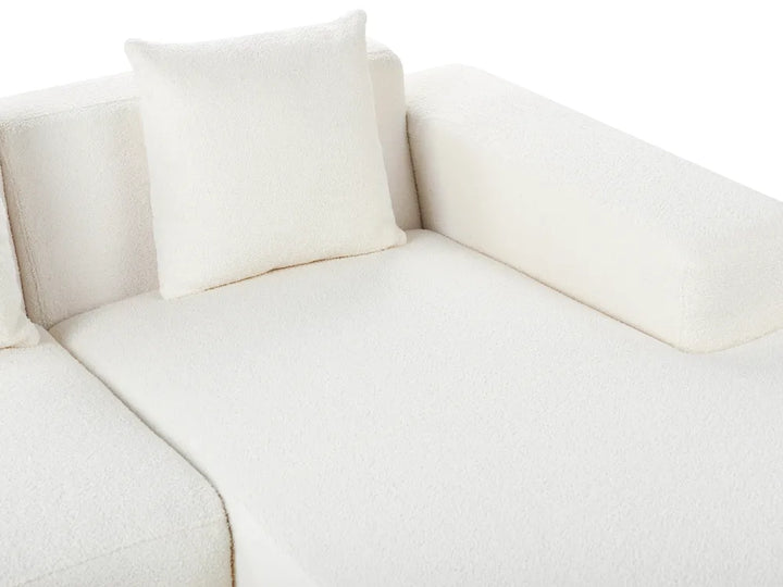 Corner Sofa 4 Seater Boucle White with Ottoman Left Hand Lecanto