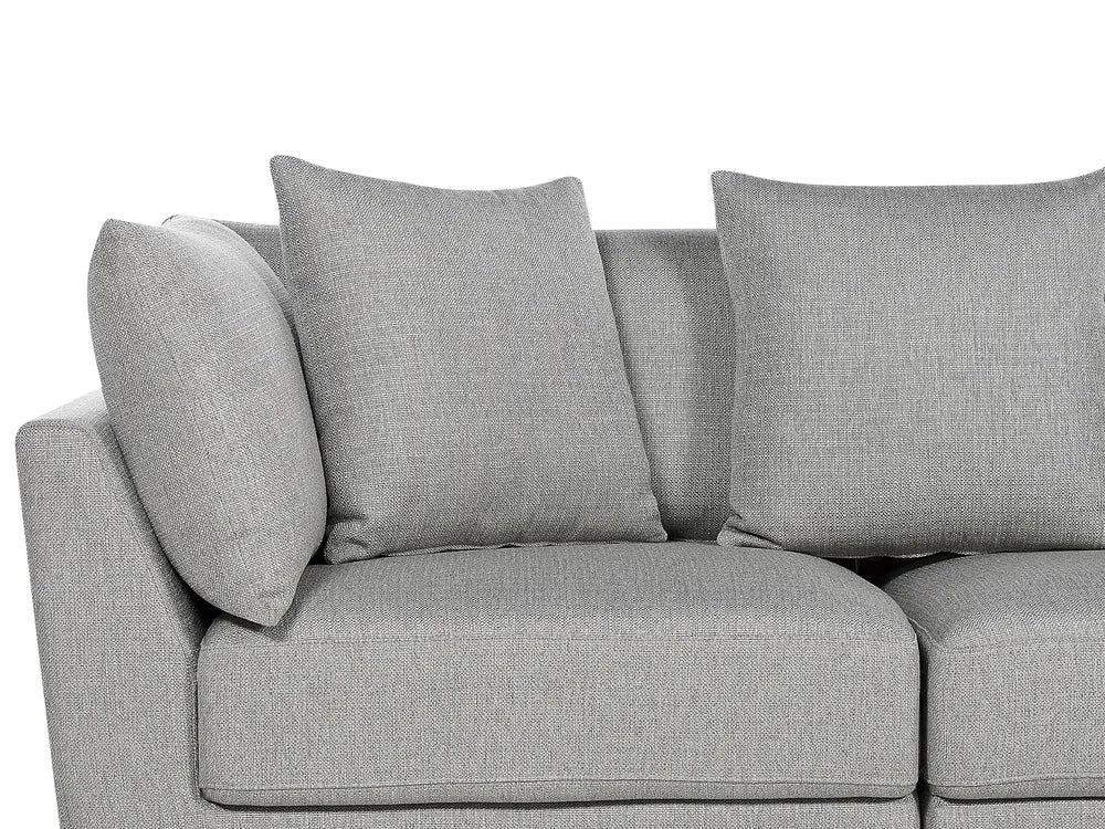 Sofa 3 Seater Fabric Light Grey with Ottoman Macalla