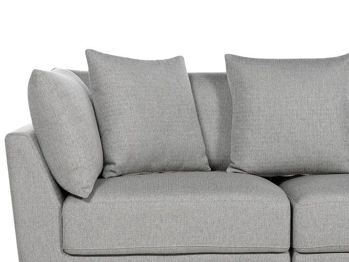Sofa 3 Seater Fabric Light Grey with Ottoman Macalla