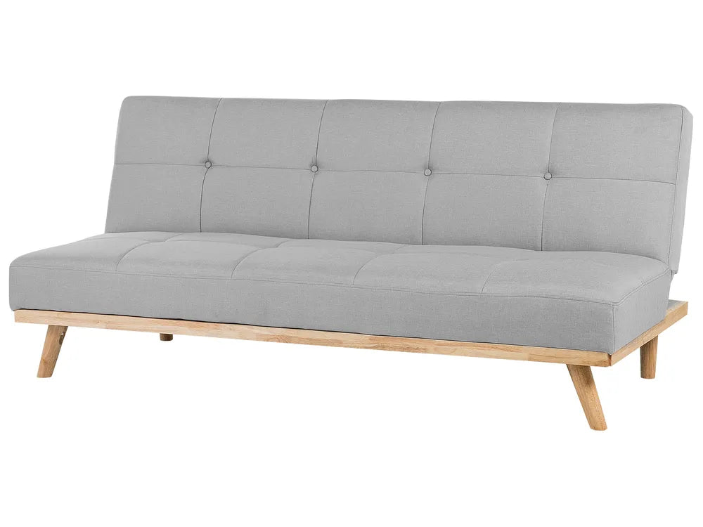 Sofa Bed 3 Seater Fabric Light Grey Charlesa