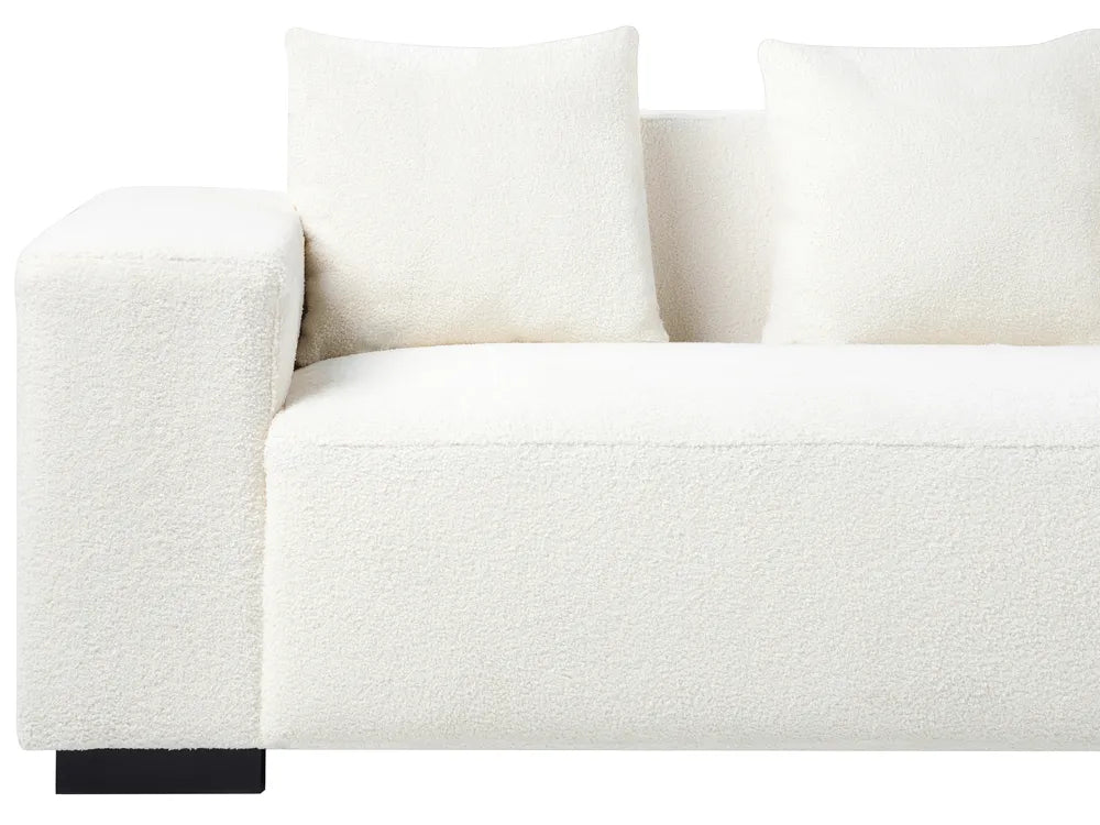 Corner Sofa 4 Seater Boucle White with Ottoman Left Hand Lecanto