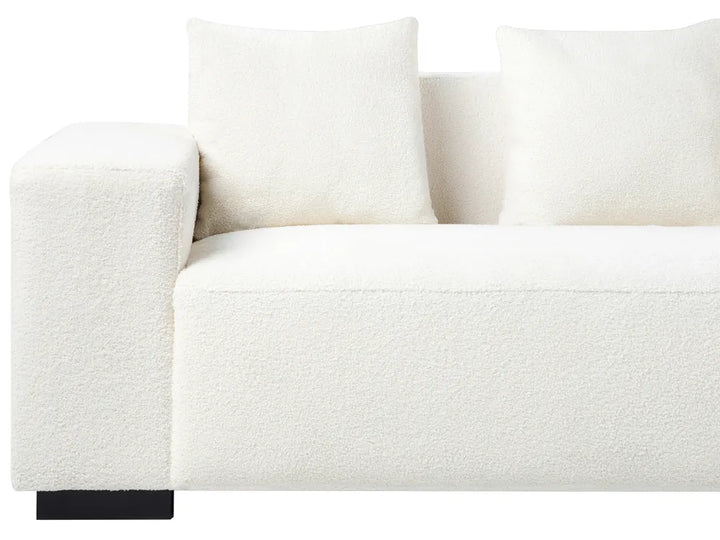 Corner Sofa 4 Seater Boucle White with Ottoman Left Hand Lecanto