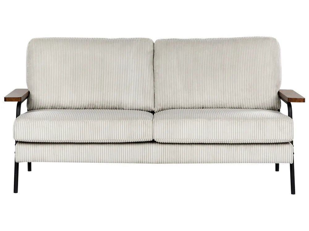 Sofa 3 Seater Corduroy Light Grey Valour