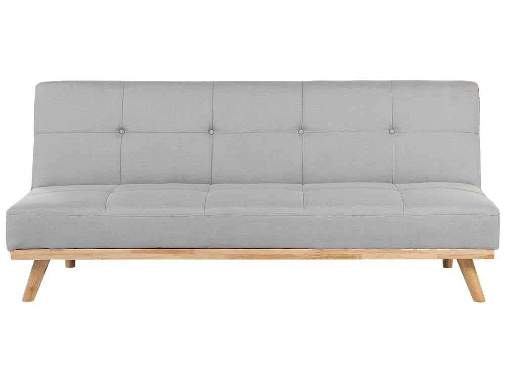 Light grey fabric 3-seater sofa bed with button tufting