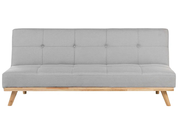 Light grey fabric 3-seater sofa bed with button tufting