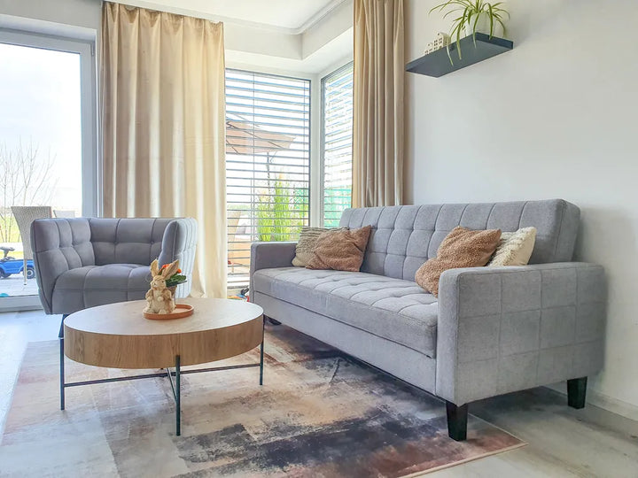 Sofa Bed 3 Seater Fabric Light Grey Viradis