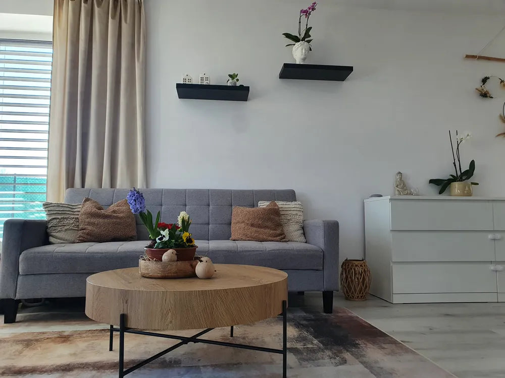 Sofa Bed 3 Seater Fabric Light Grey Viradis