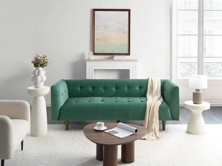 Sofa 3 Seater Fabric Green Cilla