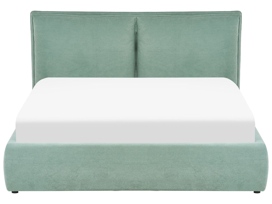 Velvet EU King Size Ottoman Bed Green Bajonna