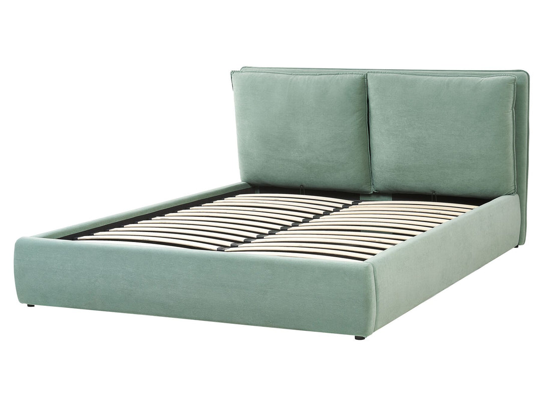 Velvet EU King Size Ottoman Bed Green Bajonna