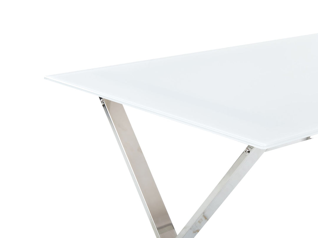 Glass Top Dining Table 120 x 70 cm White and Silver Attica