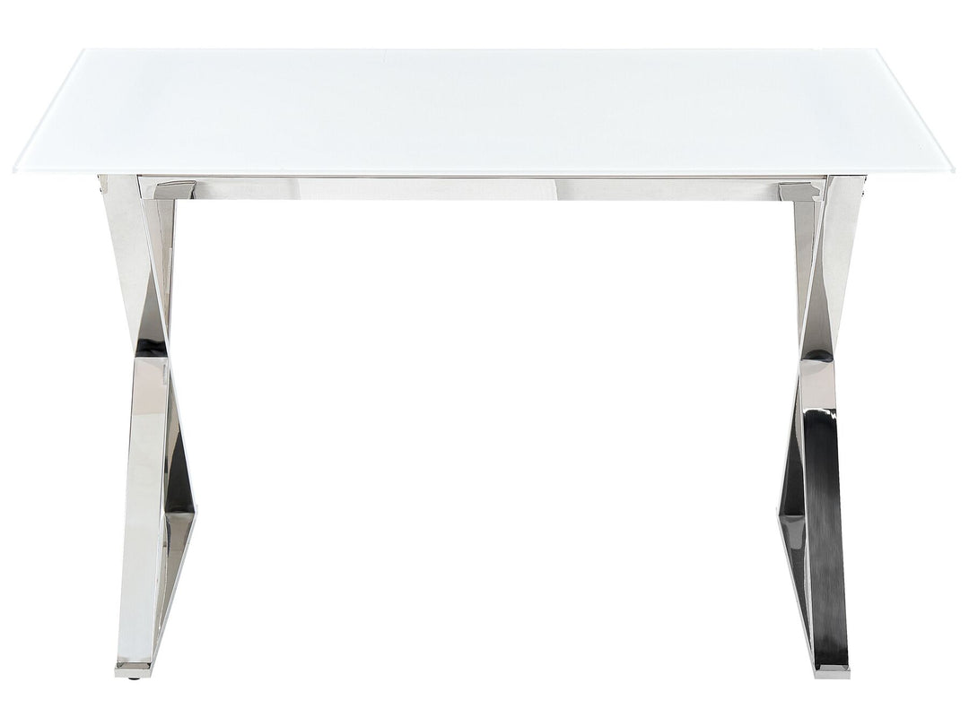 Glass Top Dining Table 120 x 70 cm White and Silver Attica