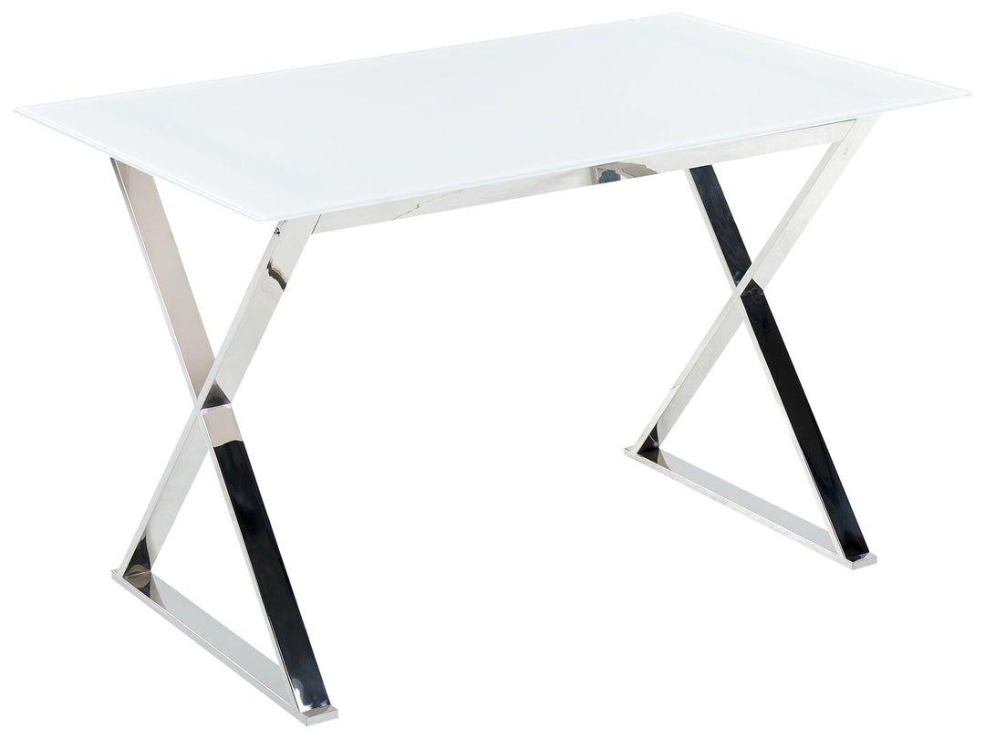 Glass Top Dining Table 120 x 70 cm White and Silver Attica