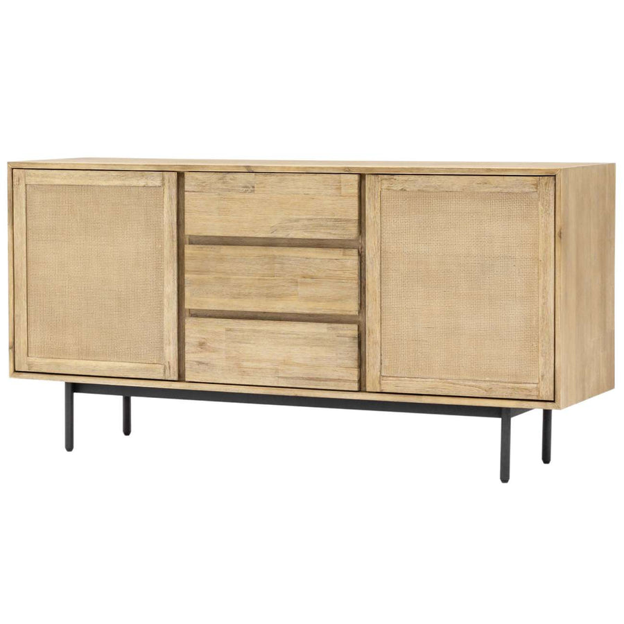 Maddox antiqued acacia wood buffet sideboard with 2 doors and 3 drawers