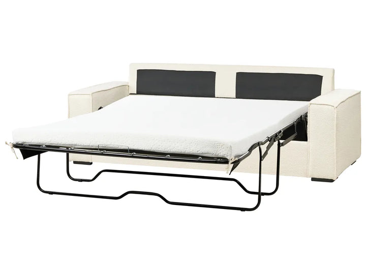 Sofa Bed 3 Seater Boucle Off-White Bertina