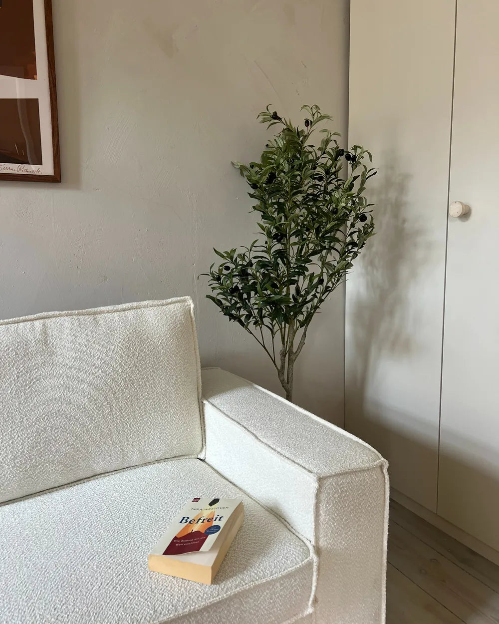 Sofa Bed 3 Seater Boucle Off-White Bertina