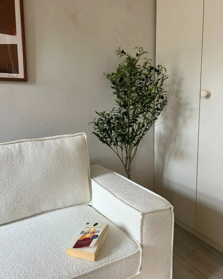 Sofa Bed 3 Seater Boucle Off-White Bertina
