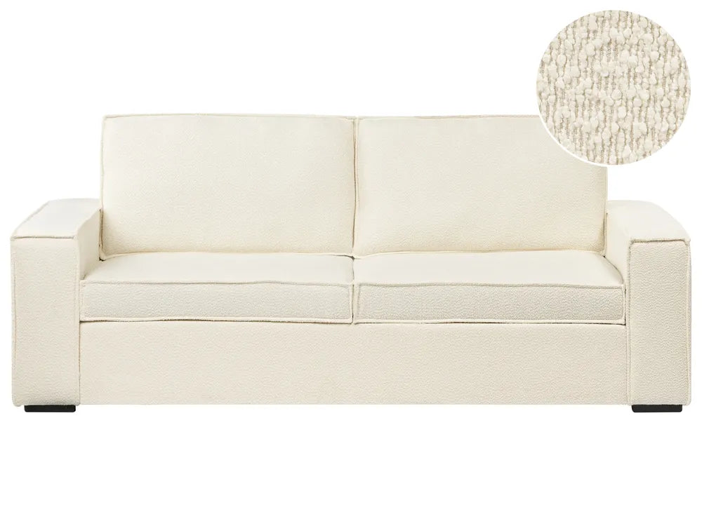 Sofa Bed 3 Seater Boucle Off-White Bertina
