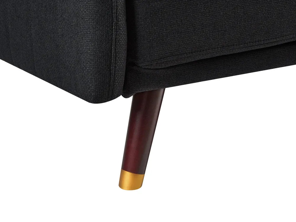 Sofa Bed 3 Seater Faux Linen Black Mixon