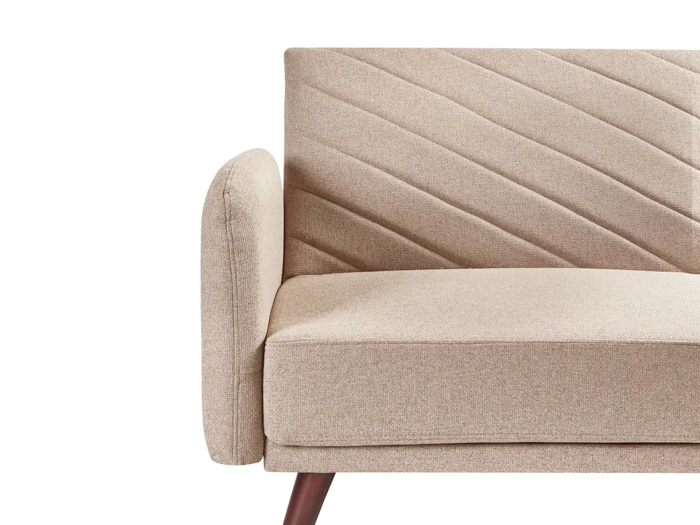 Sofa Bed 3 Seater Faux Linen Light Brown Mixon