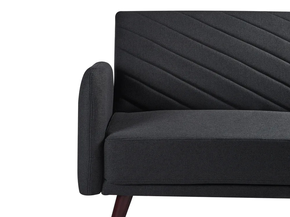 Sofa Bed 3 Seater Faux Linen Black Mixon