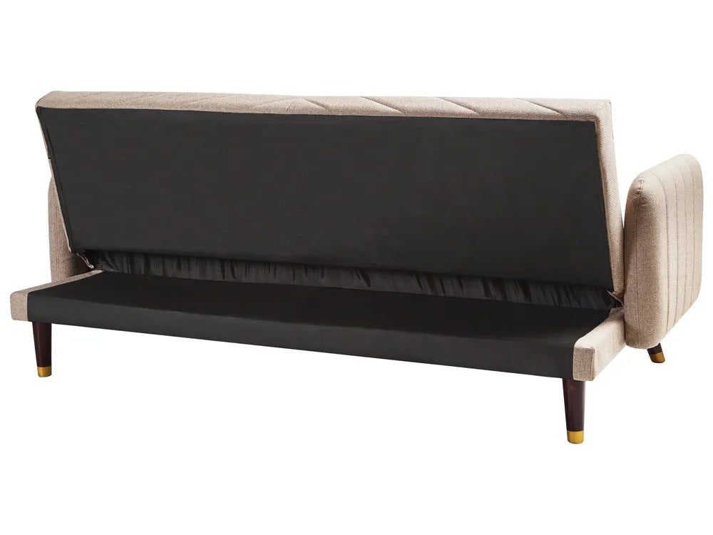Sofa Bed 3 Seater Faux Linen Light Brown Mixon